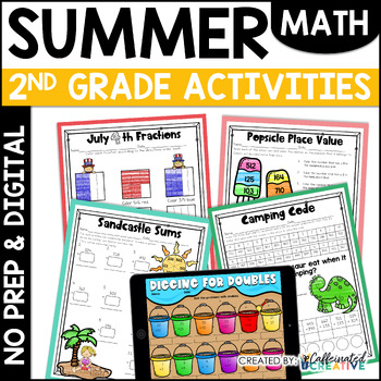 Preview of End of Year Activities & Worksheets Summer Math No Prep & Digital Bundle