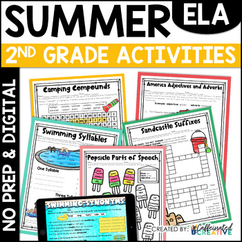 Preview of End of Year Activities & Worksheets Summer Reading Grammar Writing Bundle