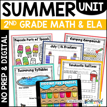 Preview of End of Year Activities and Summer Math and ELA Worksheets No Prep & Digital