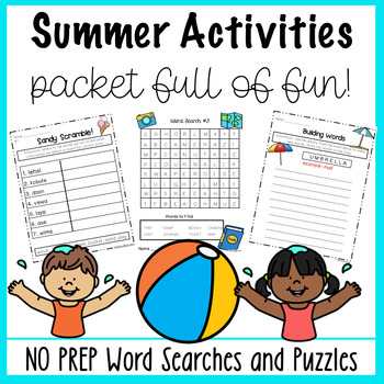 Preview of Summer Word Search and Puzzles First Grade End of Year Activities