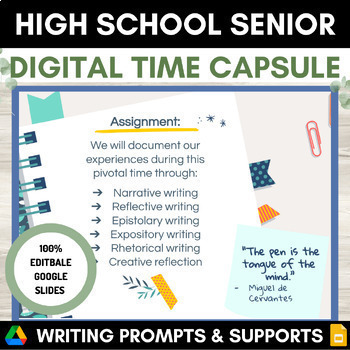 Preview of End of Year Activities for High School Seniors Digital Writing Prompts