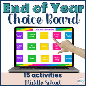 Preview of End of Year Activities for Middle School - Choice Board