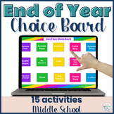 End of Year Activities for Middle School - Choice Board