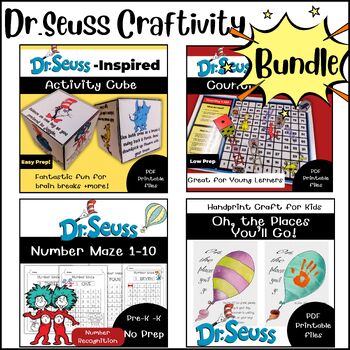 Preview of End of Year Activity/ Fun Summer Craftivity/ Dr. Seuss Craft Bundle for Kids