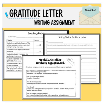 Preview of End of Year Activity | Gratitude Letter Writing Assignment | No Prep