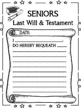 Preview of End of Year Activity MY LAST WILL AND TESTAMENT (updated)