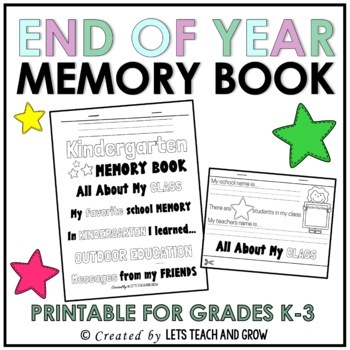 End of Year Activity Memory Flipbook | K-3 Memory Book | Printable