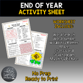 End of Year Activity Sheet
