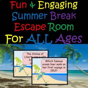 Preview of End of Year After State Testing Summer Digital Escape Room Fun Activity