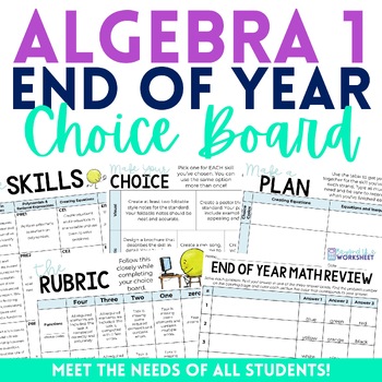 Preview of End of Year Algebra 1 Choice Board | Algebra 1 Assesment