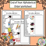 End of Year Alphabetical Order Worksheet | Last Day of Sch