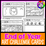 End of Year Art Lesson Challenge Cards, 40 Drawing Prompts