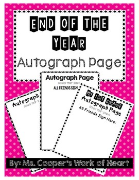 Preview of End of Year Autograph Page FREEBIE