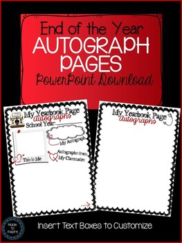 Student Autograph Book With Sentence Starters - End of Year Autograph Pages