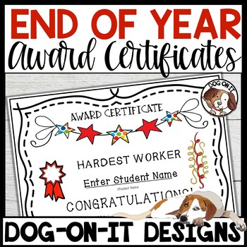 Preview of End of Year Award Certificates STARS