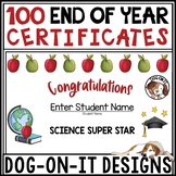 End of the Year Award Certificates EDITABLE Student Academ