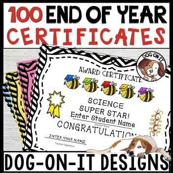 Preview of End of Year Award Certificates Editable Bees