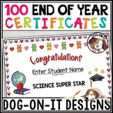 End of Year Award Certificates Editable  Candy Theme