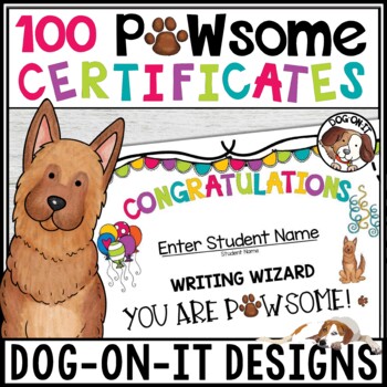 Preview of End of Year Award Certificates Editable Puppy Dog Theme Student Academic Awards