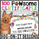 End of Year Award Certificates Editable Puppy Dog Theme St