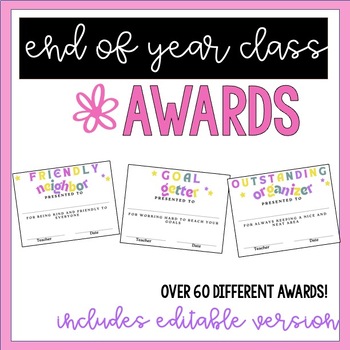 Preview of End of Year Award Superlatives (includes editable version)
