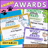 EDITABLE End of the Year Awards Animal Puns - Student Awar