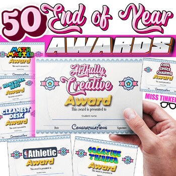 Preview of End of Year Awards, Academic and Fun Awards, Student Awards, Stylish&Editable