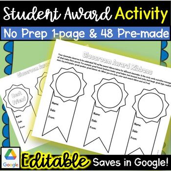 Preview of End of Year Awards Activity Editable Customizable Ribbon Printable No Prep Art