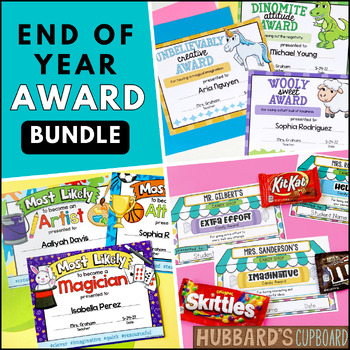 Preview of Editable End of Year Award Certificates - Candy - Animal Pun - Superlative Award