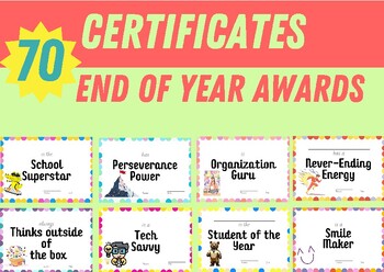 Preview of End of Year Awards Certificates- Class Awards & Graduation- General Awards
