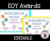 End of Year Awards Certificates Editable Biology Templates