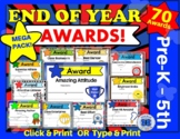 70 End of Year Awards Certificates - Editable - Class Supe