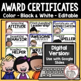 End of Year Awards | Editable | Print and Google Slides