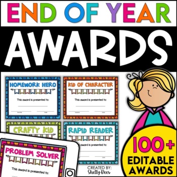 Preview of End of Year Awards Editable Student Awards Day Certificates Class Superlatives