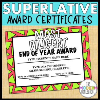 Preview of End of Year Awards for Middle School and High School Printable or Digital