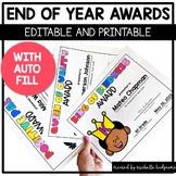 End of Year Awards with Editable Autofill and Printable