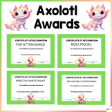 End of Year Axolotl  Award Certificates Editable