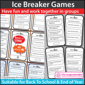 Beginning of the Year Icebreaker Cards - 90 Questions and Prompts