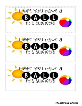 End of Year Beach Ball Student Gift Tag by Teaching Up in Texas | TpT