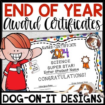 Preview of End of Year Award Certificates Editable 2024 Student