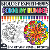 End of Year Biology Experiments Color by Number Review Activity
