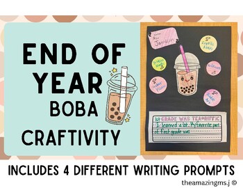 Preview of End of Year Boba-Bubble Tea Writing and Craft Activity