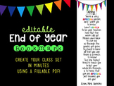 Editable End of Year Bookmark