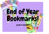 End of Year Bookmarks (Editable names and date)