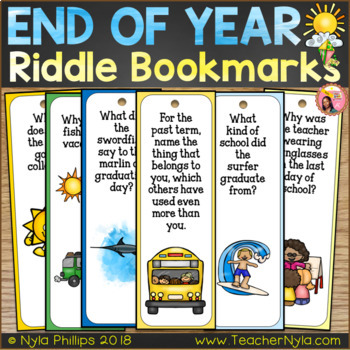 End of Year Bookmarks - Funny Riddles and Jokes by Nyla's Crafty Teaching