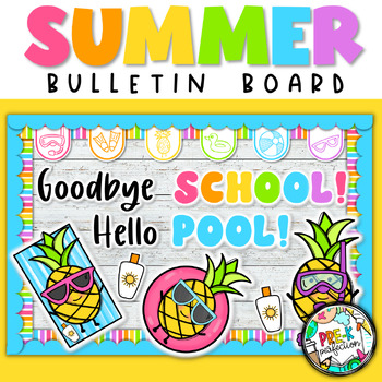 Preview of End of Year Bulletin Board |  Summer Countdown | Goodbye School! Hello Pool!