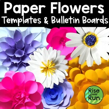 Cut Outs Flowers with 100Pcs Glue Points 45PCS Spring Bulletin Board Decorations Colorful Flower Bulletin Board for Classroom Supplies Home Party Decor Paper Flowers for Classroom Decor 