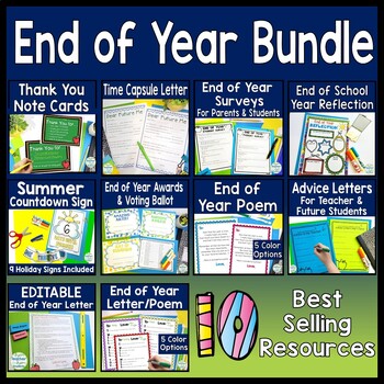 Preview of End of Year Bundle: End of Year Letters, Countdown to Summer, Reflection & More