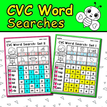 Preview of End of Year CVC Word Search - CVC Worksheets- NO PREP Review