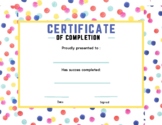 End of Year Certificate Award Homeschool or School